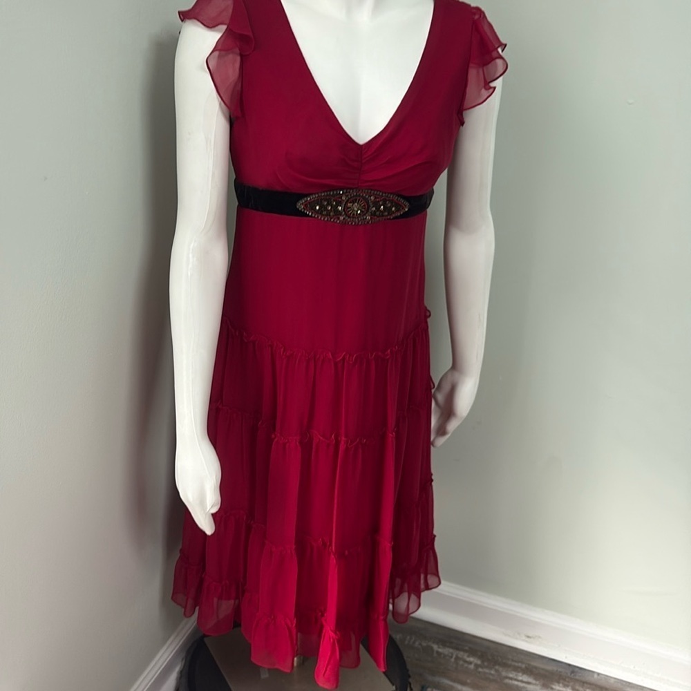 Vintage Bcbg 90s Multi Tiered Red Dress Size 4